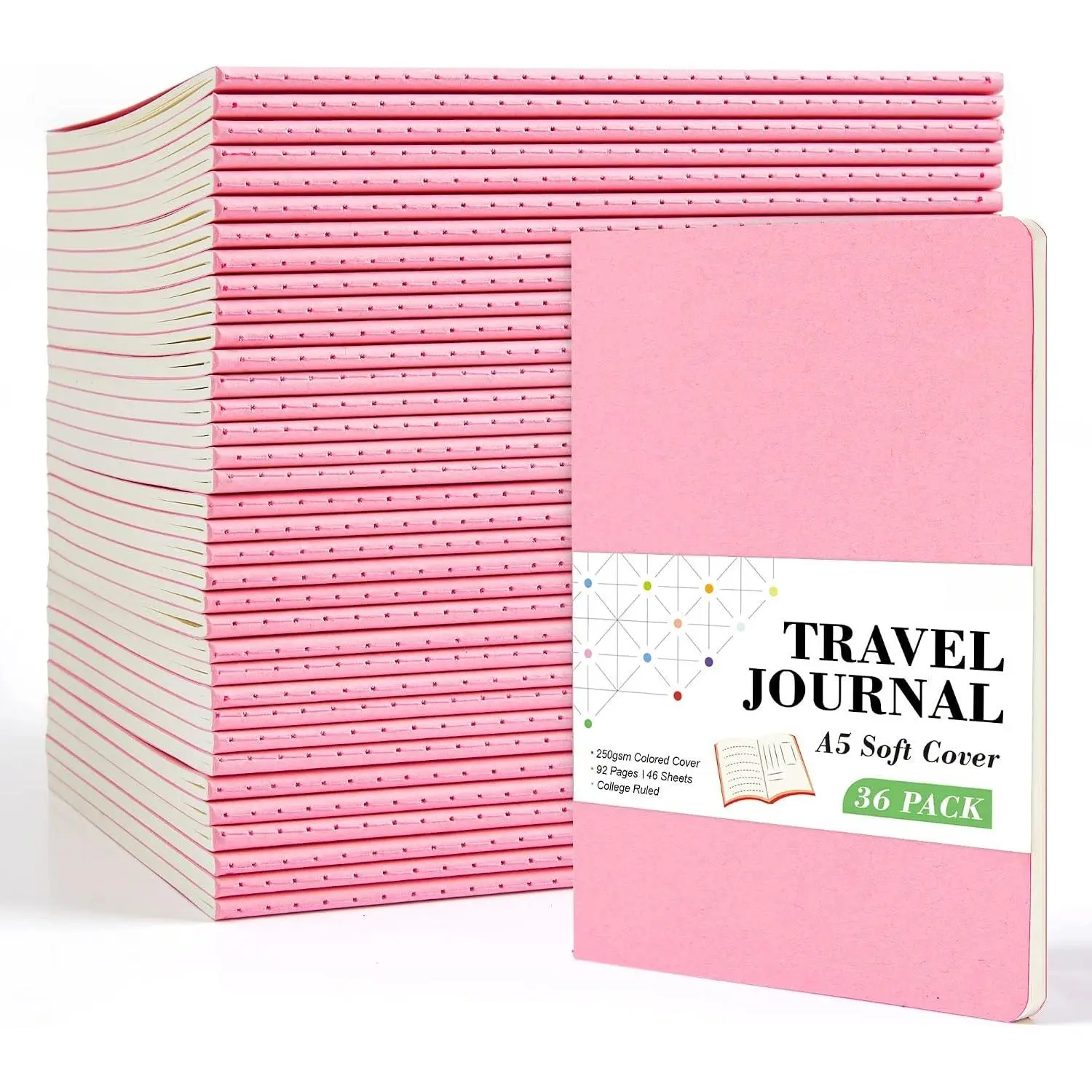 36-Pack Soft Cover Notebooks, A5 Size 8.2”x5.5” Lined Journal Bulk for Office & School Supplies, 92 Pages Writing Notebooks for Work & Note Taking
