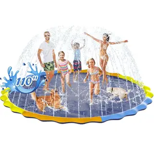 Splash Pad for Kids and Dogs, 110'' Non-Slip Sprinkler Mat 0.5mm Thickened Durable and Foldable Large Pool Summer Fun Outdoor Toys for Dogs and Toddlers Agefidget toys