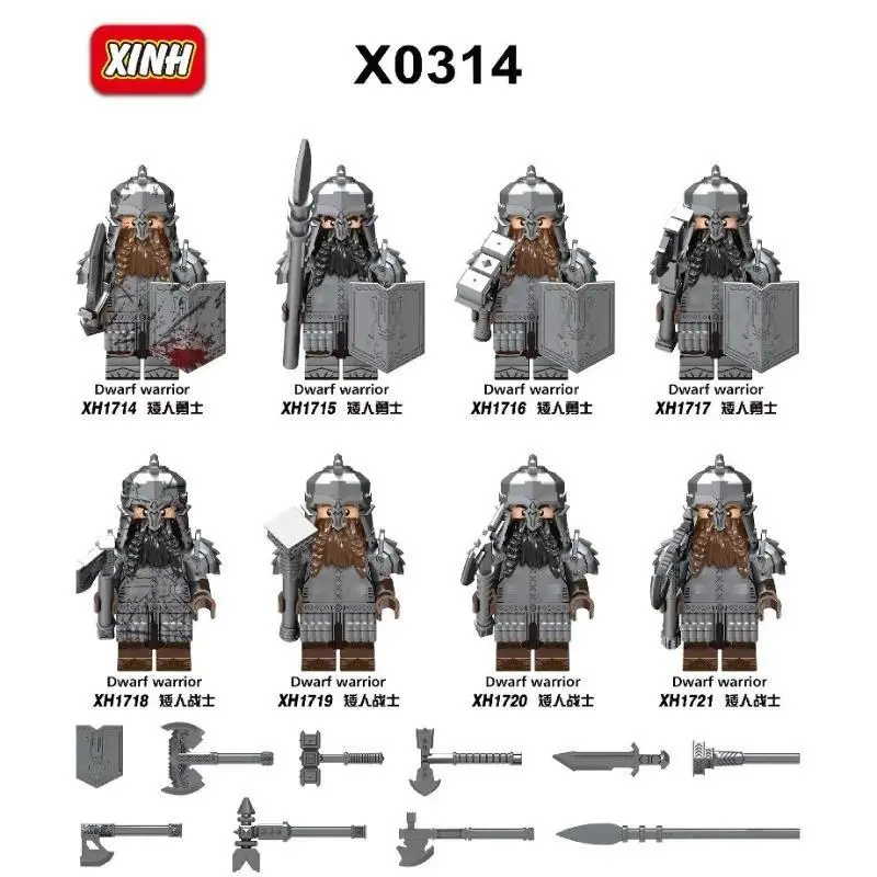 X0314 Middle Ages Series Dwarf Warrior Doll Small Particle Building Block Assembling Toys gift