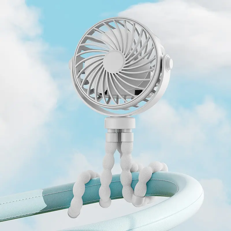 Rechargeable USB Baby Stroller Fan – 3-Speed Portable Mini Fan with Flexible Octopus Wrap Legs, Hands-Free Clip-On Design for Strollers, Car Seats, Cribs, Desk & Outdoor Travel