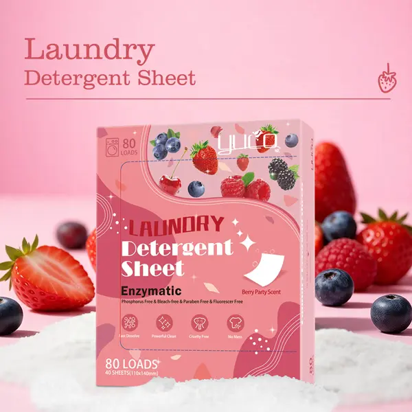 Concentrated Laundry Tablets with Berry Fragrance, High Foaming Stain Removal, Long-Lasting Fresh Scent, Low Residue Clear Water Formula