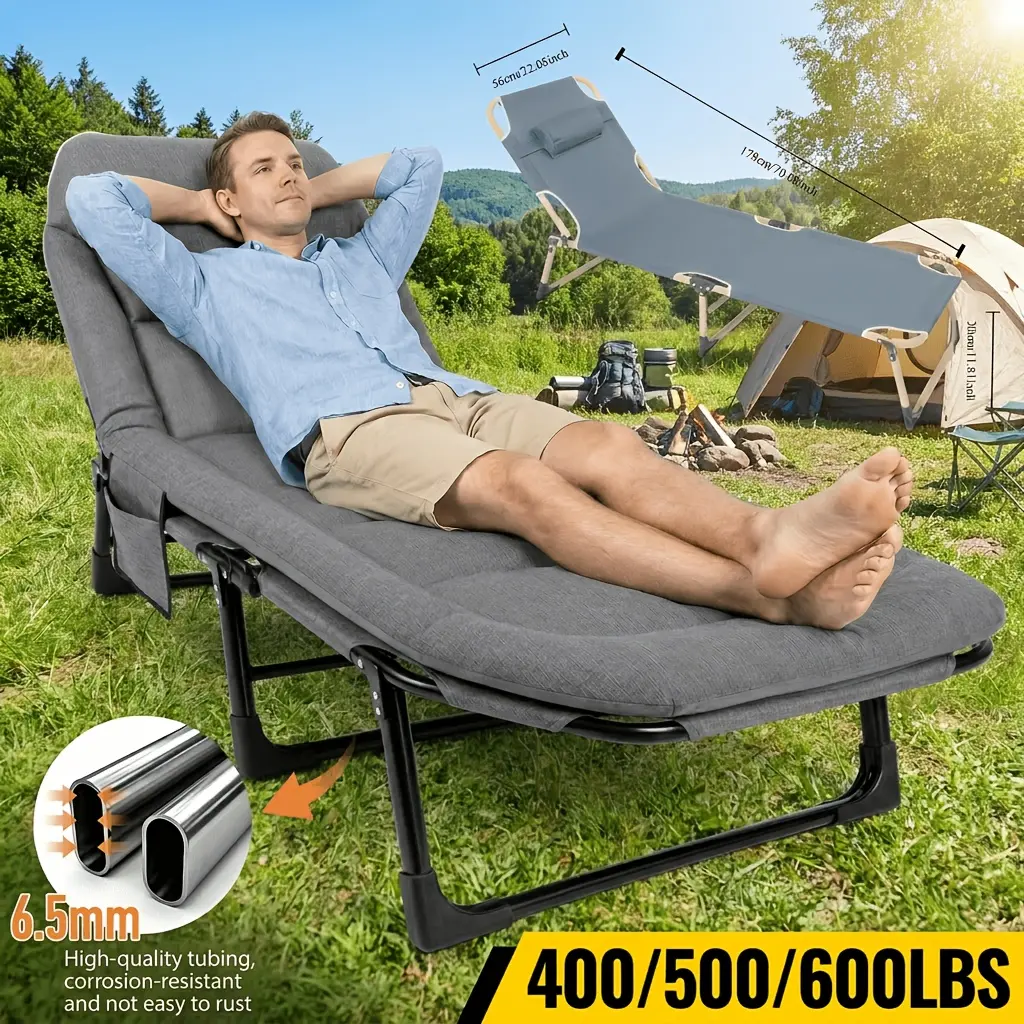 400/500/600 Lb Heavy-Duty Folding Bed with/without Mattress - Thick-Tube Frame Portable Foldable Guest Bed Suitable for Camping, Sofa Bed, /Outdoor Use, Sturdy Bed Frame for,, RV,, Courtyard - Mattress Optional