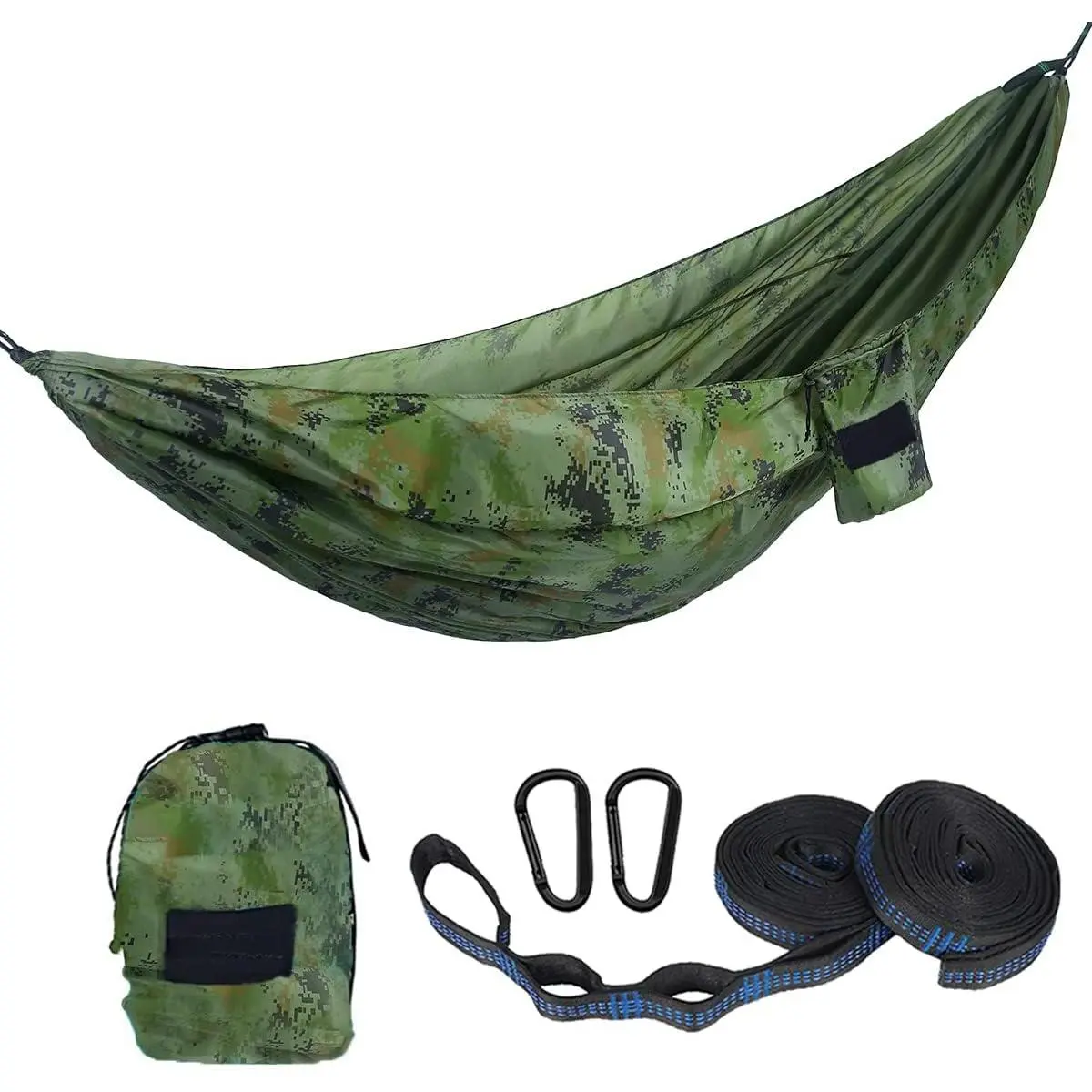 Camping Hammock Double & Single Portable Hammocks Ultralight Nylon Parachute Hammocks with 2 Tree Straps  Backpacking, Travel, Beach, Backyard, Camping, Hiking (Medium, Camouflage)
