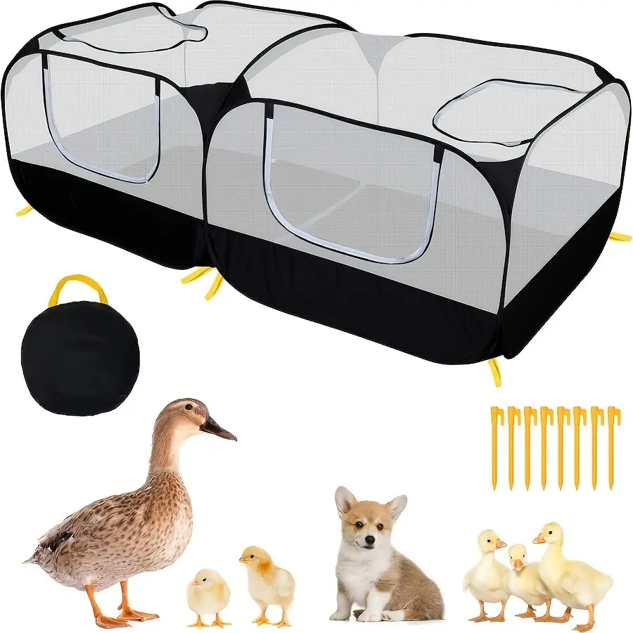 Small animal playpen, pet cage tent large chicken run, bottom removable breathable transparent mesh wall, foldable pet fence, suitable for kittens and rabbits indoor and outdoor playpen, gifts