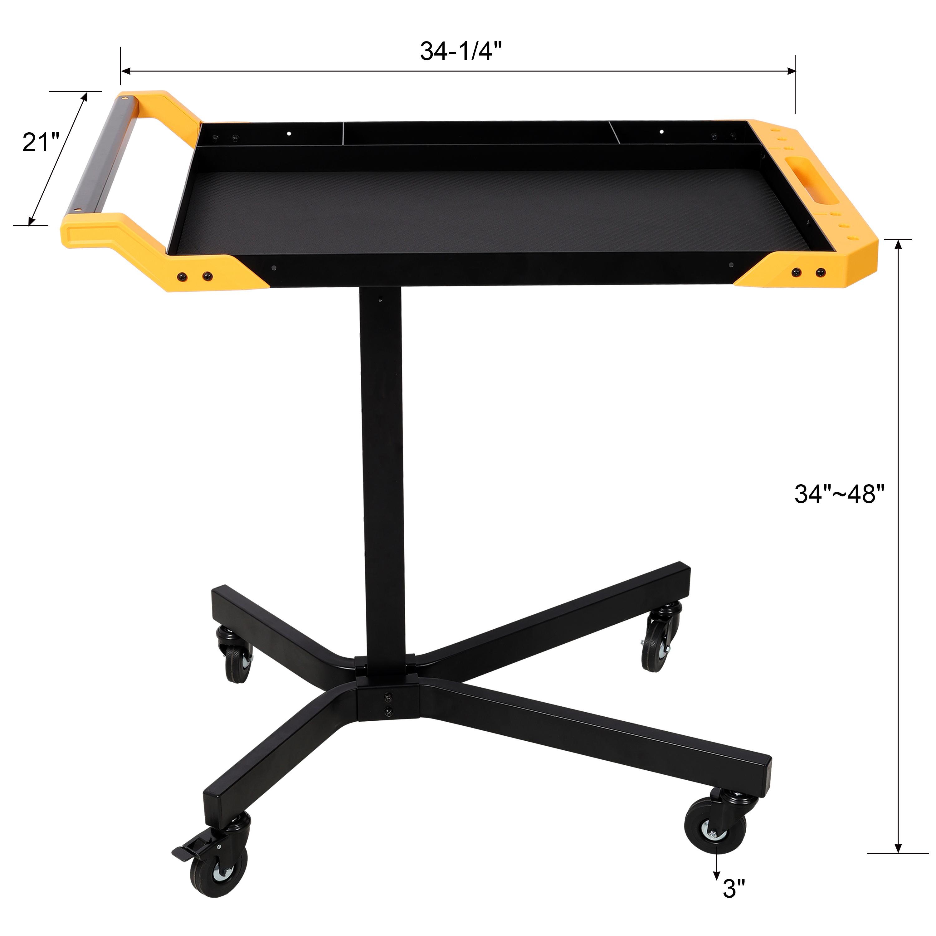 [LuckyNote] Adjustable Height Mobile Work Table with Rolling Wheels, Rolling Tray Table for Mechanics, Garages, Repair Shops, Warehouse, Workshop, and DIY