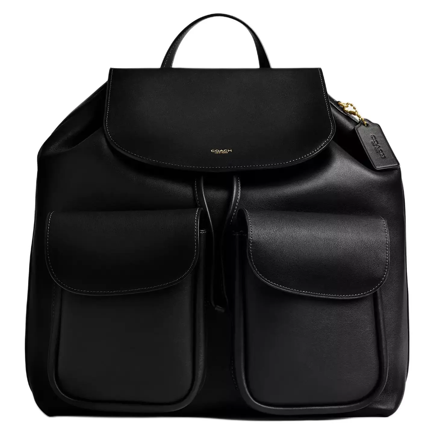 Coach Crosby 35 Logo-Embossed Adjustable Strap Grain Leather Backpack, Large Women's Style in Black