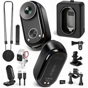 4K Mini  Camera, 64GB Wearable POV Thumb Cam with  Case, 6-8H  Runtime, App GPS Data Overlay & AI Recognition,  Action Cam with Stabilization