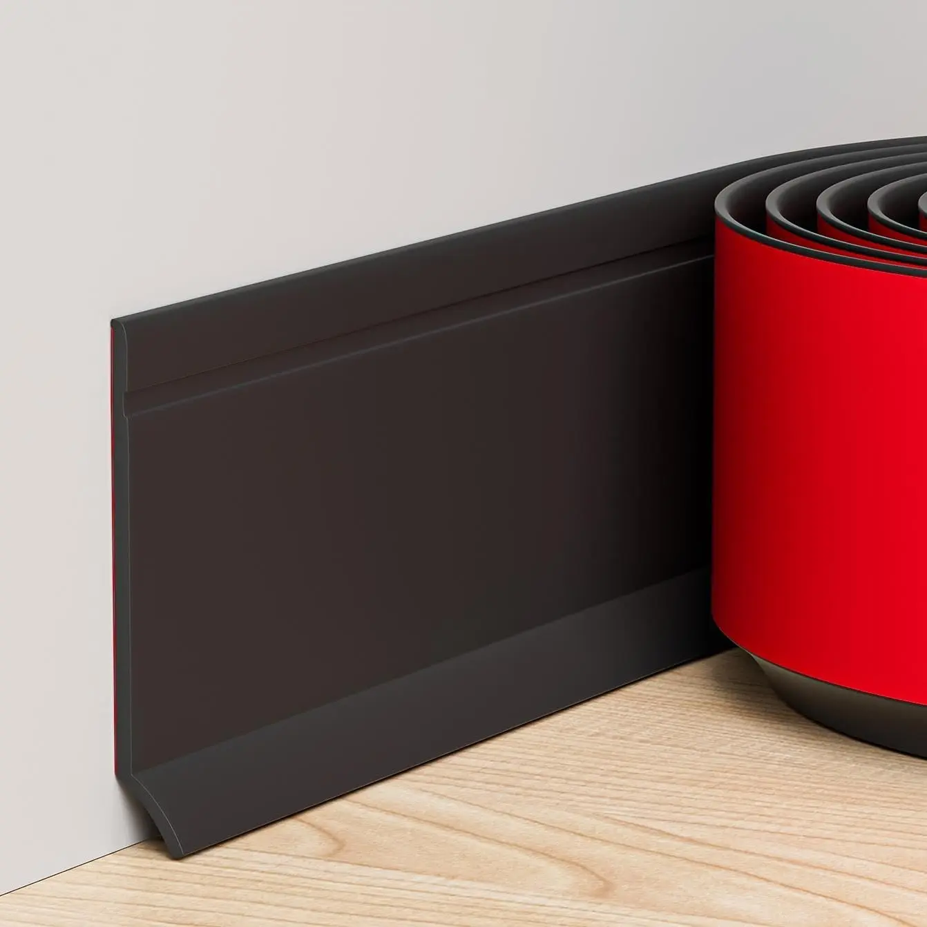 Flexible Baseboard Trim, 6 Inch(H) x 20 (L) Peel and Stick Vinyl Baseboard Molding Trim, Self-Adhesive Wall Base Cove Base