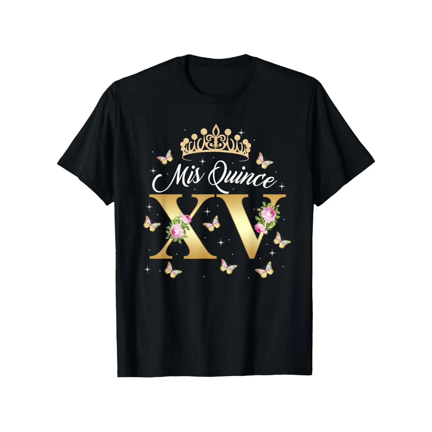 Tee Shirts Mens Cotton 15 Year Old Birthday Outfit Mis Quince Mexican Quinceanera T-Shirt  Round Neck Short Sleeve T-Shirt Graphic Streetwear Menswear Basic Print Soft Tee,Short Sleeve T-Shirt Woman,Woman Cotton Graphic Tee,Woman Good Graphic Tee