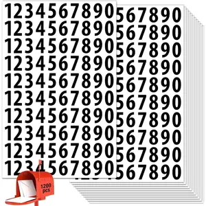 1200 count Number Stickers, 1"  Mailbox Number Label, Consecutive Numbers 0-9, Self-Adhesive and -Free, Ideal for Mailboxes, Storage Boxes, Organizers, Cabinets and