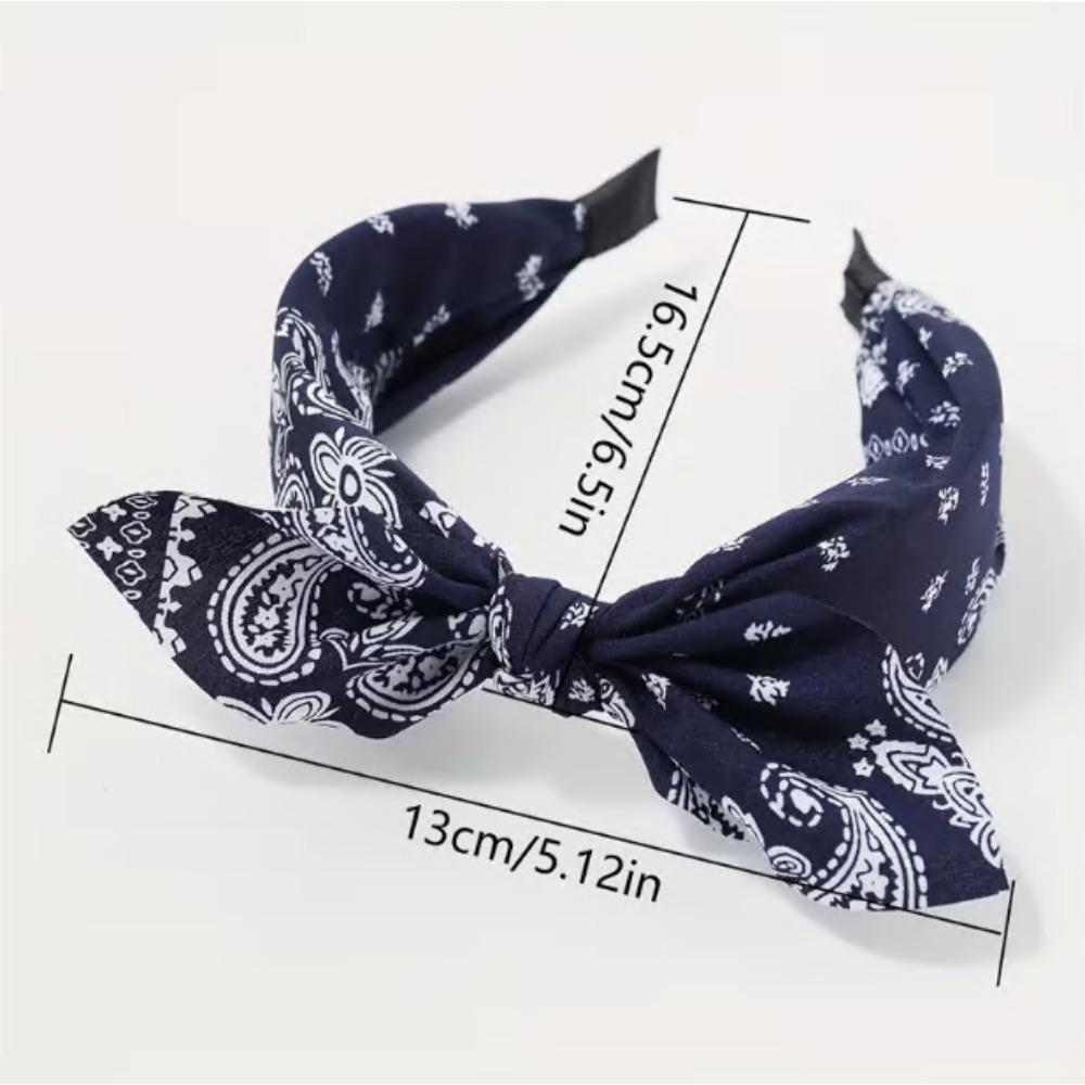 4pcs Headbands for Women, Paisley Print Wide Bow Headbands for Women, Bandana Rabbit Ear Elastic Hairband, Knot Headbands, Hair Accessories for Women, Great for Birthday Gifts, Party (Red+White+Navy+Black)