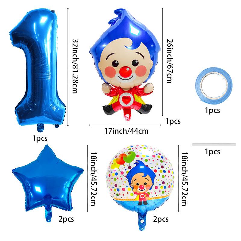 8PCS New Circus-themed Clown Aluminum Film Balloon Set Birthday Party Decoration