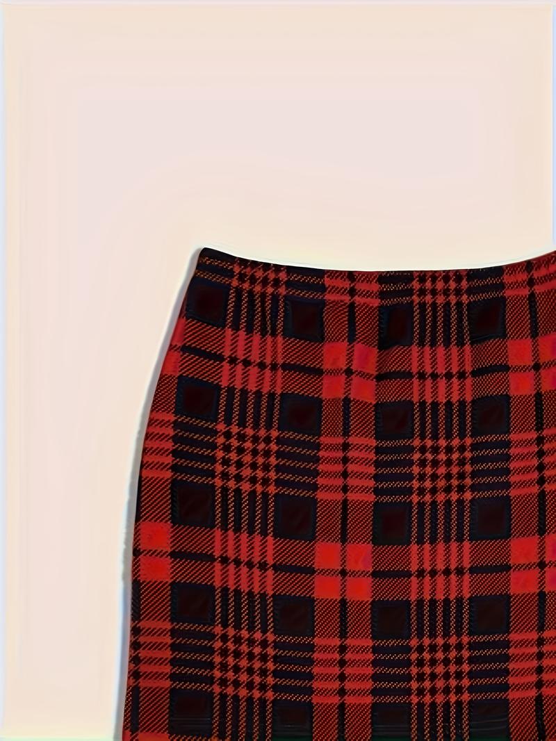 【Plus Size】 Plaid Print Skirt, Casual Fashionable Short Skirt for Daily Outdoor Wear, Women Plus Clothing for Spring Fall