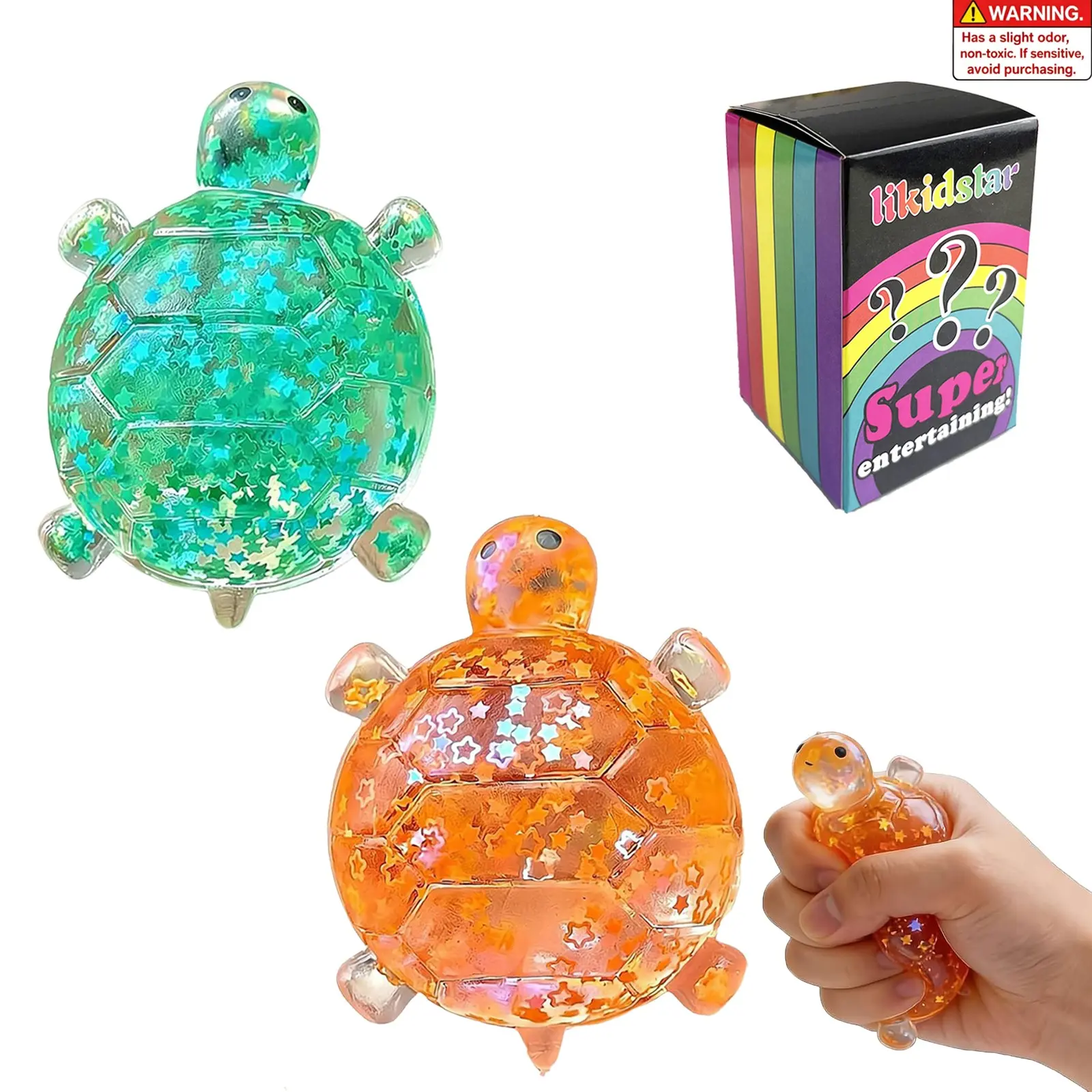 2pcs Glitter Turtle Squishies, Sparkly Squishies, Squishy Stress Relief, Cute Soft Relaxing Stress Relief Squeezes, Colorful Turtle Stress Balls Gifts for Office Desk Party Favors, Cute Desktop Decorations, Perfect Gifts