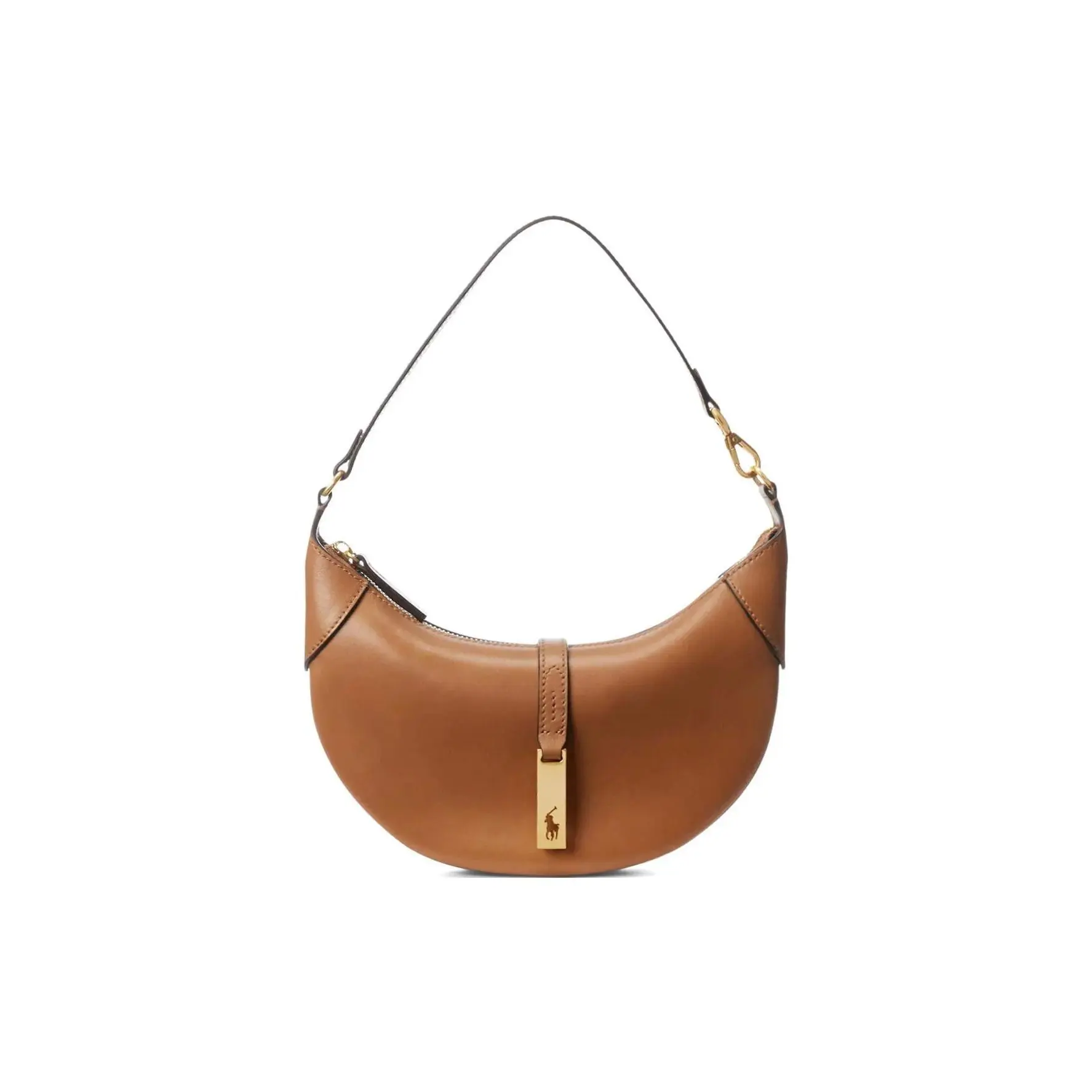 Polo Ralph Lauren Adjustable Strap Dumpling Bag for Women – Genuine Leather Handbag in Brown