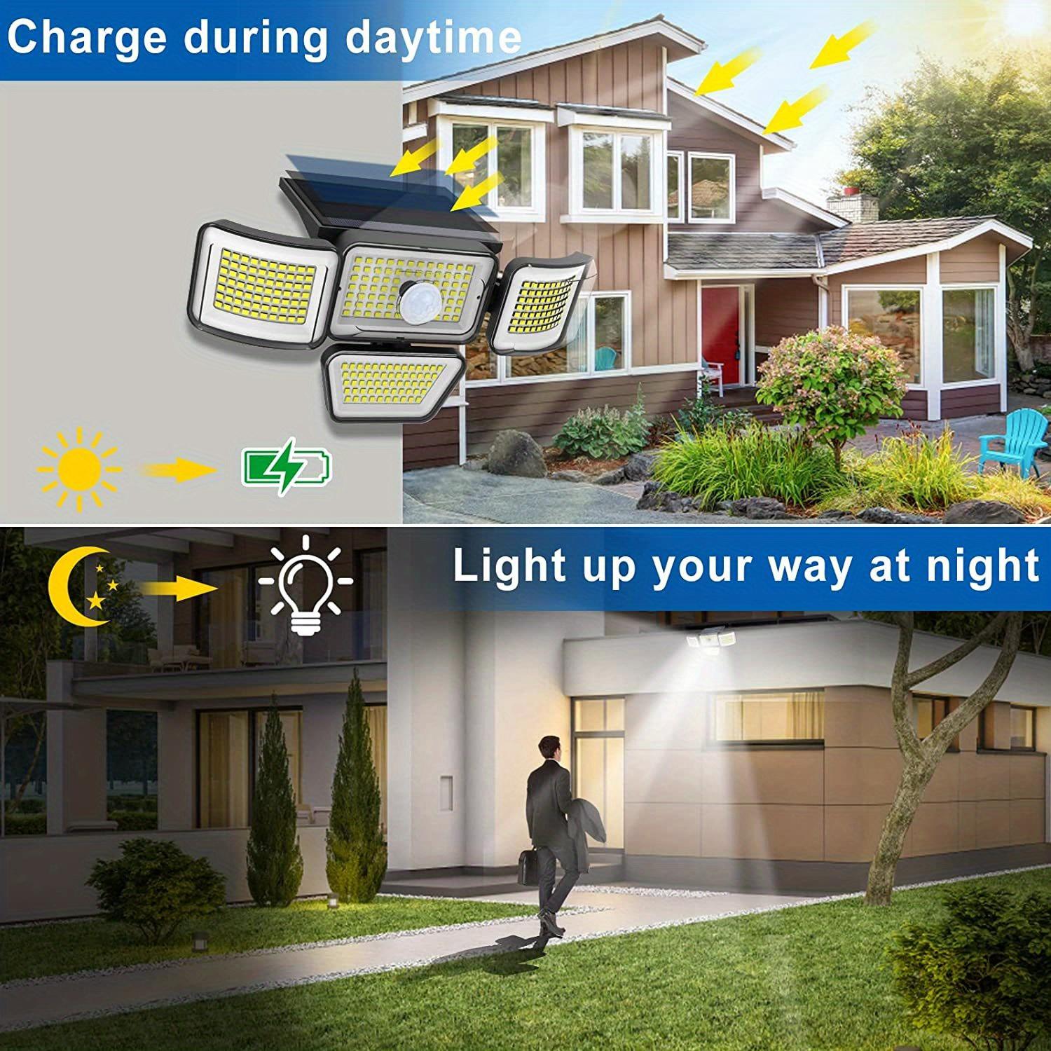 Solar Motion Sensor Light, 278 LED Outdoor Wall Lamp with 3000 Lumens Brightness, 300° Wide Angle, 3 Modes (Day/Night/Off), Solar Charged, Ideal for Garden, Yard, Walkway, Garage - , Outdoor  Outdoor Light outdoor  solar  lights  home  security