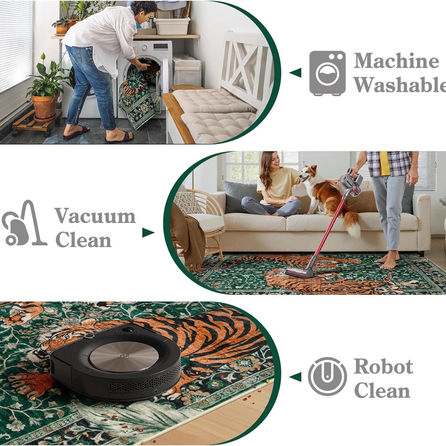 Tiger Pattern Area Rug, Animal Print Rug, 1 Count Non-slip Washable Floor Mat, Decorative Carpet for Home Living Room Bedroom Study Room Hotel #TOP PICKS