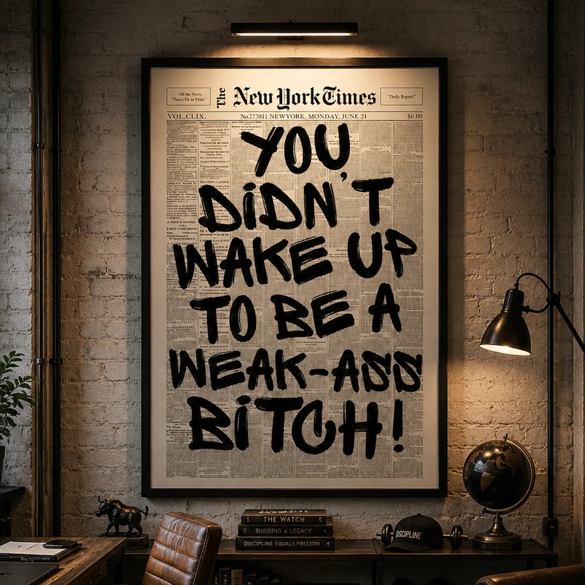 Retro Weak Ass Bitch Newspaper Print, Trendy Wall Art, Typography Poster, Motivational Quote Print, Wall Decor, Modern Wall Art, Aesthetic Room Decor, Apartment Decor, Funny Wall Art, Bedroom Decor, Gift Idea
