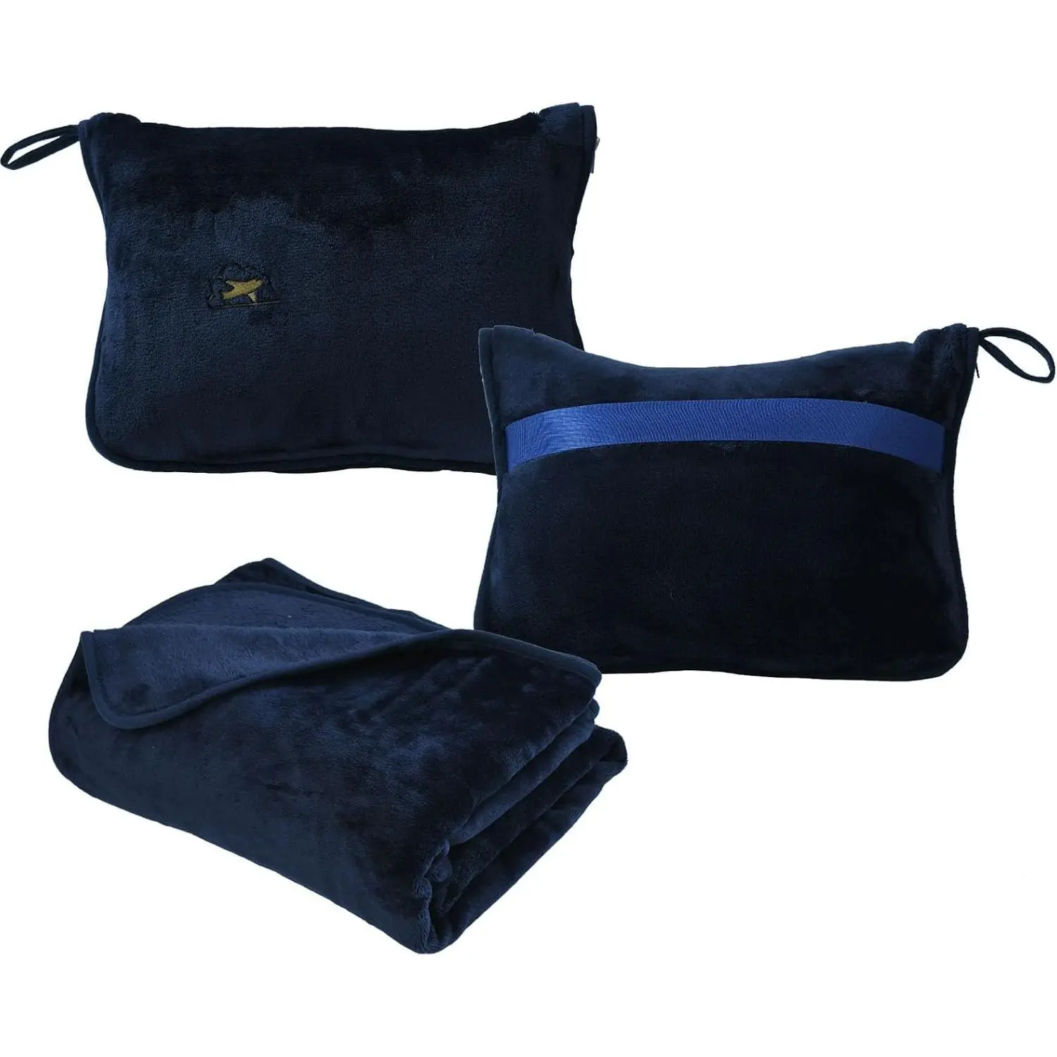 Travel Blanket Airplane Compact with Bag Soft 2 in 1 Travel Pillow and Blanket Set  Pillow Travelers Gifts Accessories Compact Pack Blanket for Any Travel with Luggage Backpack Strap,Dark Blue