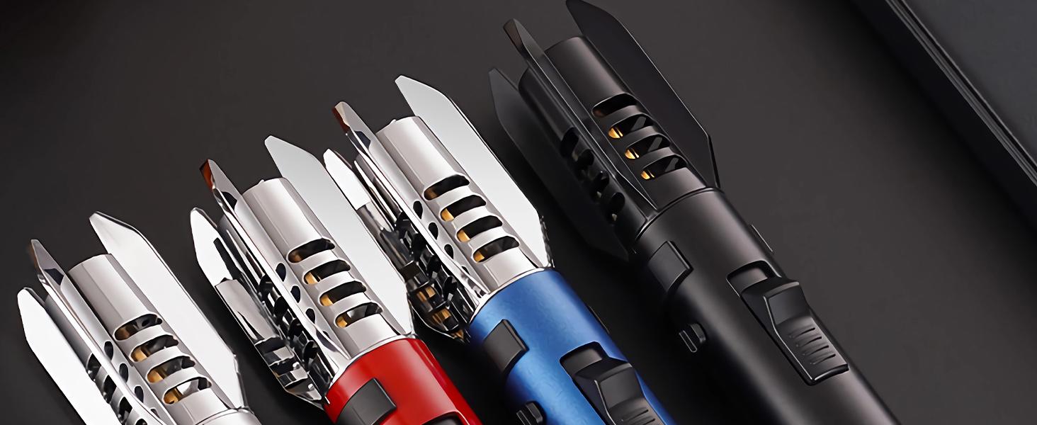 Large Torch Lighter, Windproof Butane Lighters with Flame Adjustable, Refillable, Jet Flame, Flame Switch Lock, Cool Lighter for Men.(Gas Not Include)