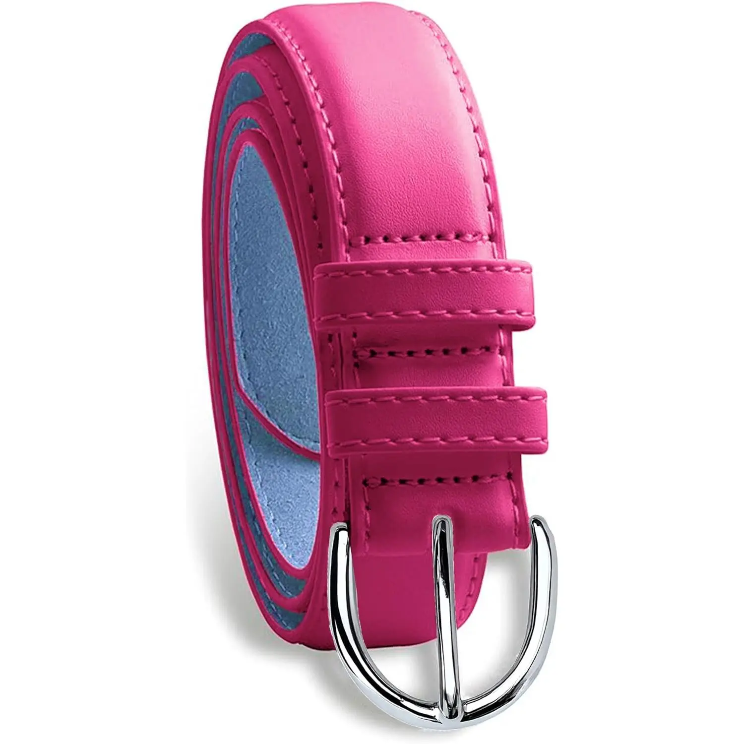 Women's Bonded Leather Waist Belt - Small to Plus Sizes, Silver Polished Buckle, Dark Burgundy, for Dresses & Jeans, Affordable Prices, Fast Shipping, Belts, Female