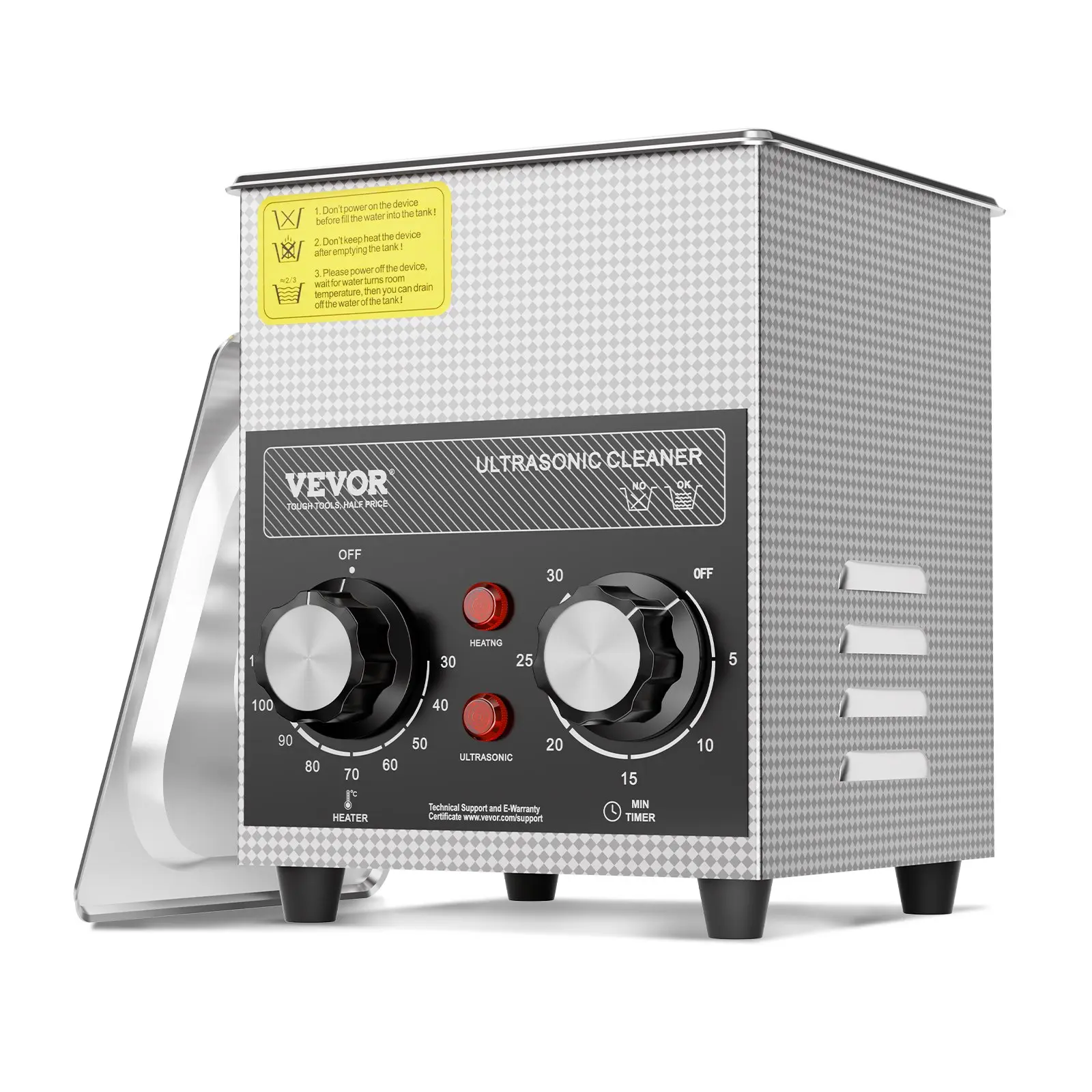 VEVOR 2L Ultrasonic Cleaner with Heater Timer Basket, Professional Digital Sonic Cavitation Machine, 60W Cleaning Machine for Watch Instruments, Glasses, Coin, Metal Parts, Tool