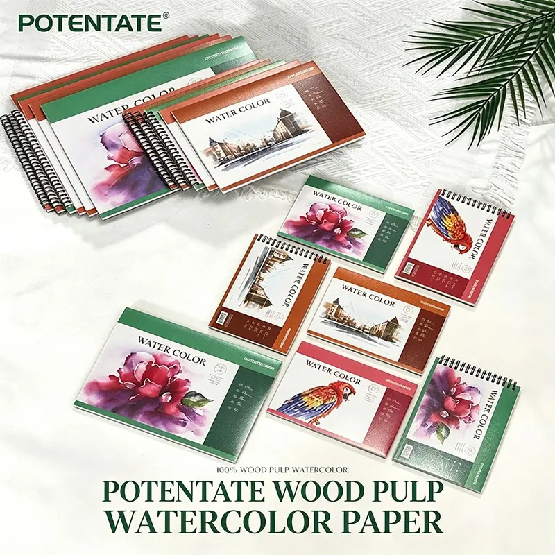 Potentate 100% Wood Pulp Watercolor Pad, Spiral Bound Sketchbook, Premium Watercolor Paper, Art Supplies for Artists & Beginners