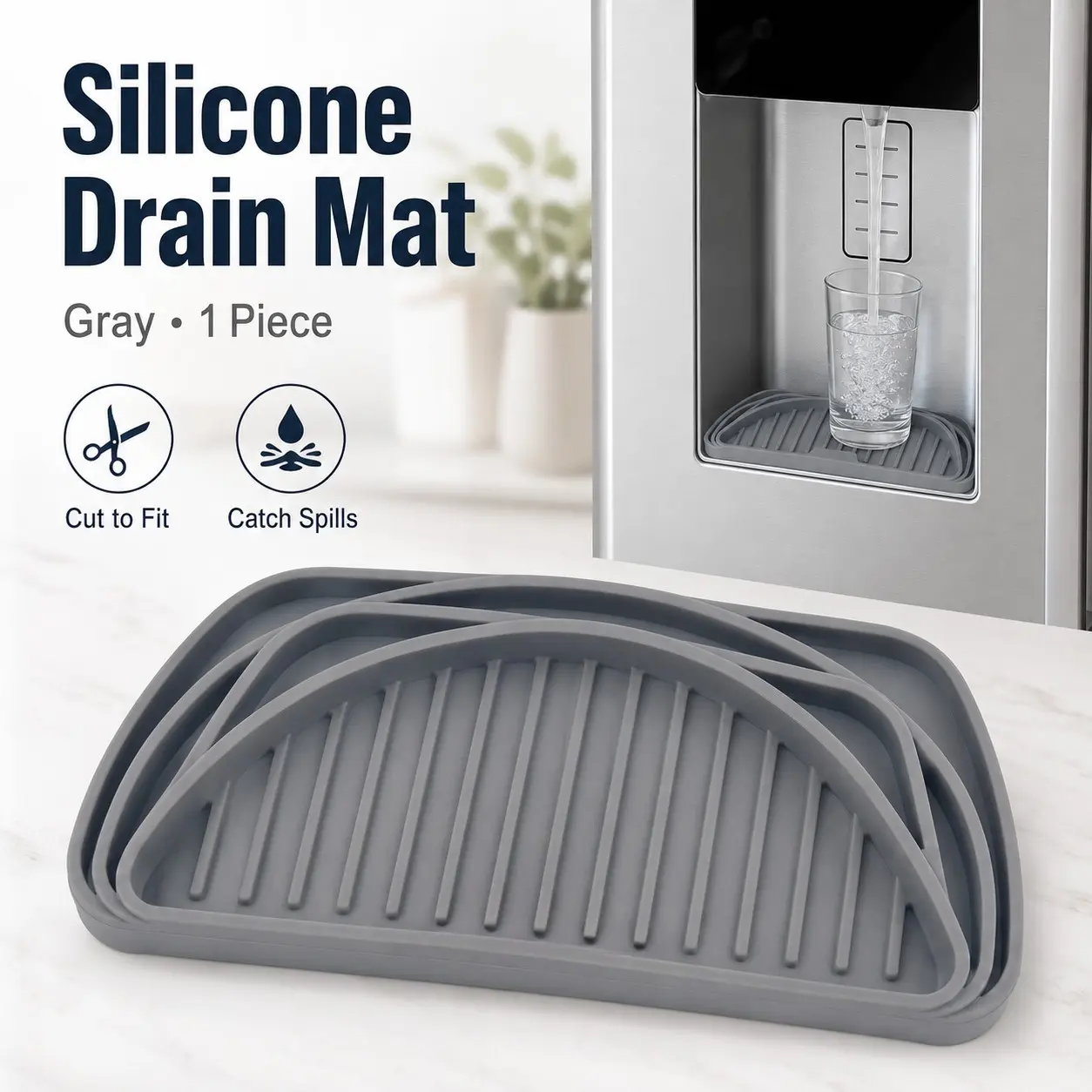 Silicone Refrigerator Water Tray, Anti-Drip Edge, Freezer Protection Pad, Efficient Drainage, Easy Cleaning, Non-Slip, Kitchen Use