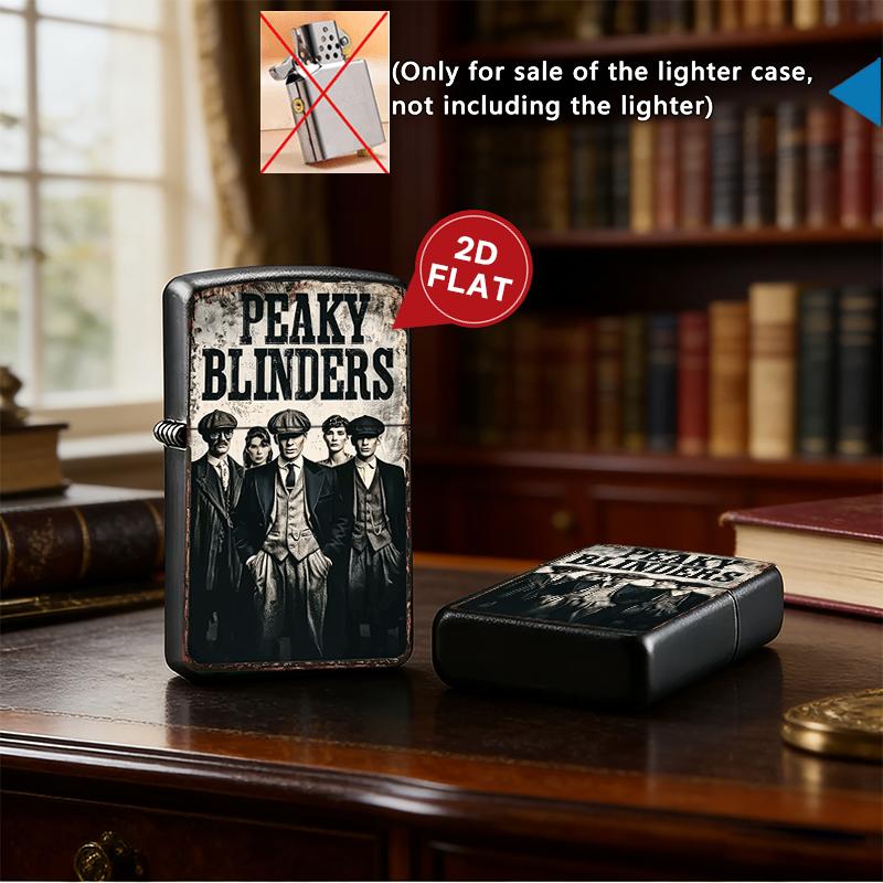 Peaky Blinders Plastic Cigarette Case & Metal Lighter Shell Set, Shelby Family Retro Print, Gothic Crime Drama Gift for Men