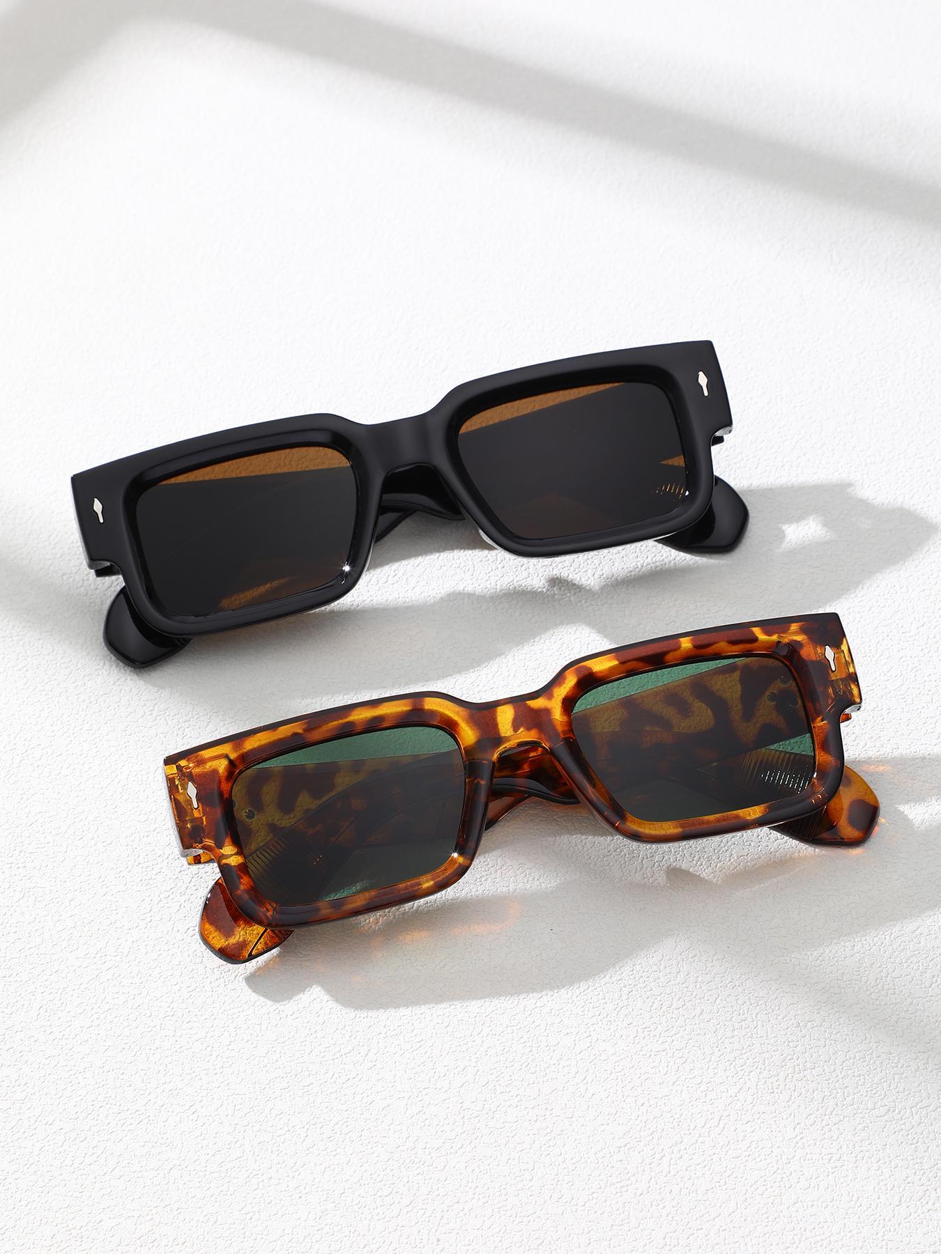 Square Frame Trendy Casual Sunglasses, Lightweight Durable UV Sun-Protective Sporty Shades for Women and Men, Travel Essentials and Back-to-School Gifts, High Quality Sunglasses for Fall Outdoor, Great His & Hers Gifts