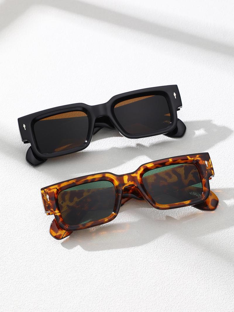 Square Frame Trendy Casual Sun Protective Sunglasses, His and Hers Gifts, Fall Outdoor Sun Protection Lightweight Durable Sunglasses for Women, Travel Essentials, Trendy Styling Sunglasses, Back To School High Quality Sunglasses, Modern Frames Sunglasses