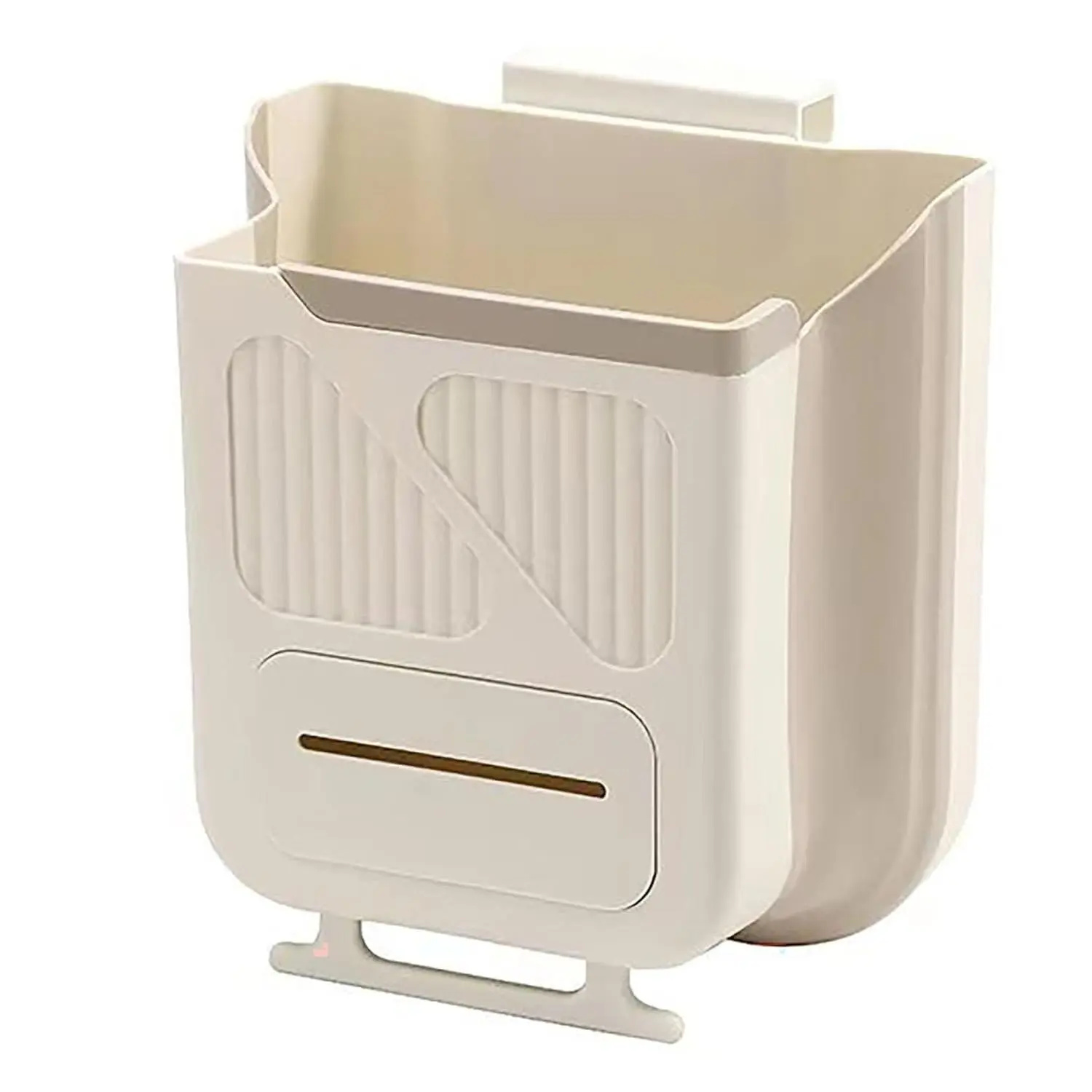 Foldable Trash Can, 9.8 Inch x 7.87 Inch x 4.7 Inch Plastic White Hanging Garbage Can for Kitchen, Household, Office and Outdoors (Medium)