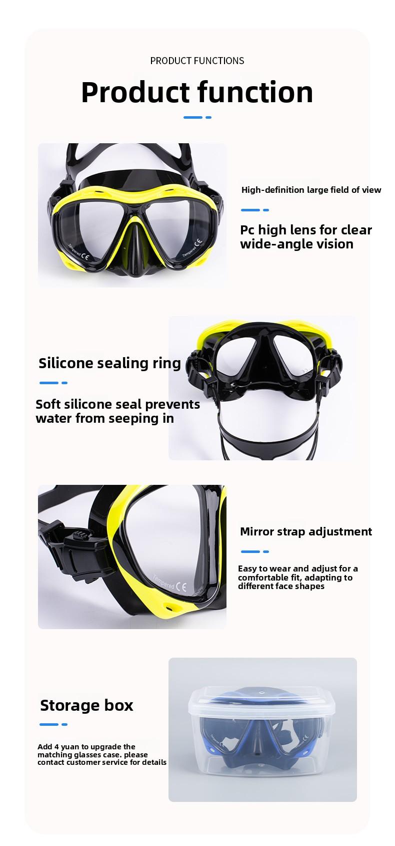 Snorkeling Equipment Diving Mask Snorkel Set Fully Dry Snorkel Tempered Glass Liquid Silicone Adult Suit White Black Red Tip