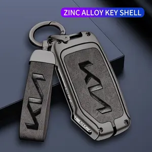 Zinc Alloy Leather Car Remote Key Case Cover, Compatible with Kia Models, Durable Protection for Your Keys, Essential Automotive Accessory