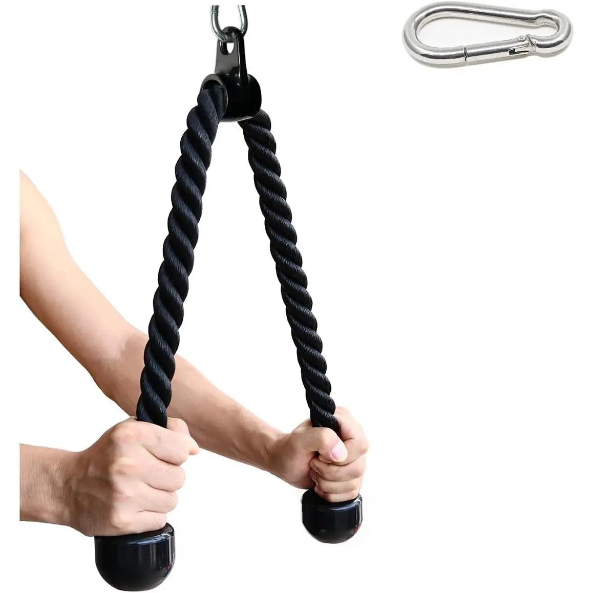 Multi-Size Tricep Rope, 27 & 36 in, 2-Color Cable Machine Pulldown Attachment, Heavy-Duty Coated Nylon Rope with Solid Rubber Ends, Strength Training Equipment for Functional Training Workout