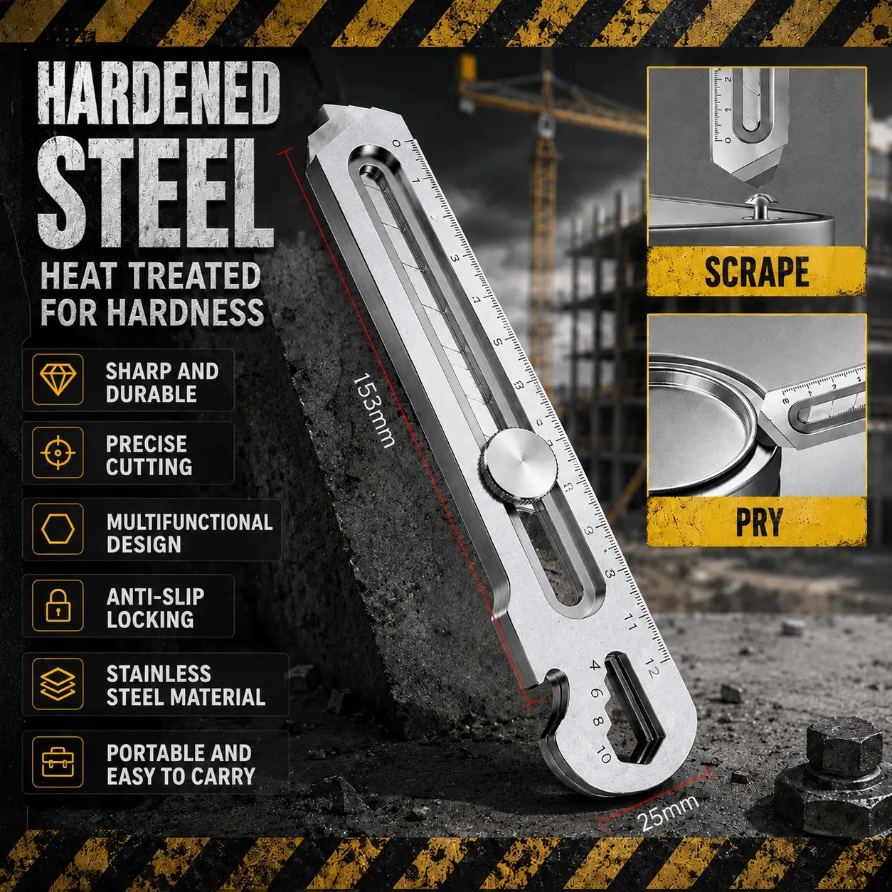 Multi-Functional Heavy-Duty Stainless Steel Craft Knife, Durable Material and Versatile Tool for Precision Cutting, Multifunctional Use Ideal for DIY Projects and Crafts