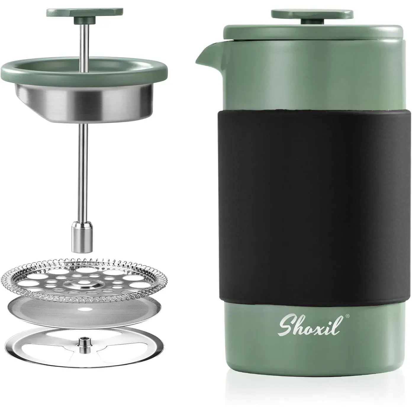 Stainless Steel French Press - 350ml, Fits 2 Cups, Portable Cafetiere for Ground Coffee, Fits Two Cups
