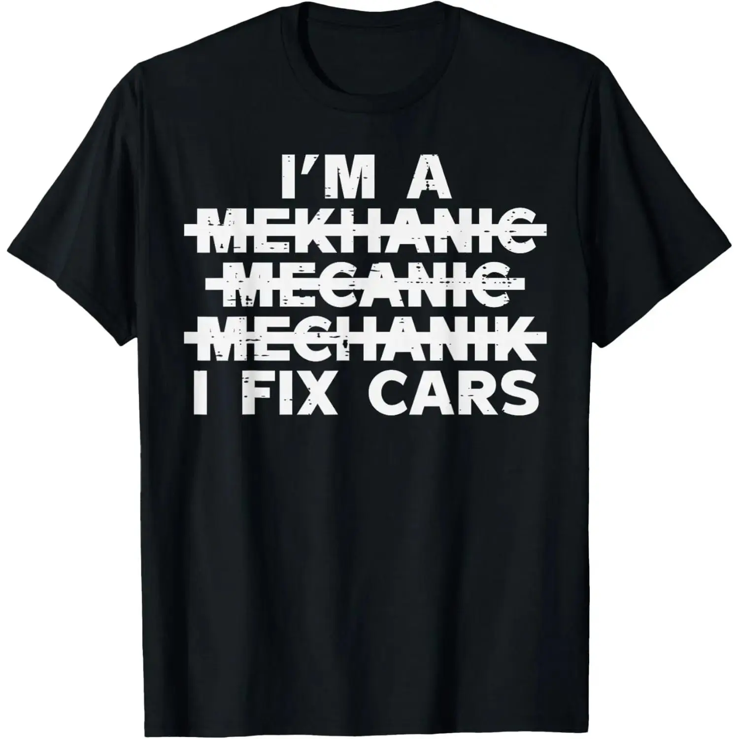 Women's 100% Cotton Breathable Comfortable Short-Sleeve Garment, Vintage Casual Streetwear T-Shirt with Funny "I'm a Mechanic I Fix Cars" Spelling Design for Auto Garage Enthusiasts, Everyday Wear