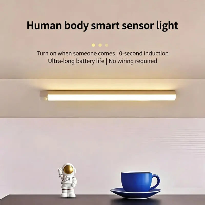 3-Pack Rechargeable LED Motion Sensor Light Strips, 30cm Magnetic Under-Cabinet Lights, /warm Light, Ideal for Closet, Kitchen, Stairs, Desk