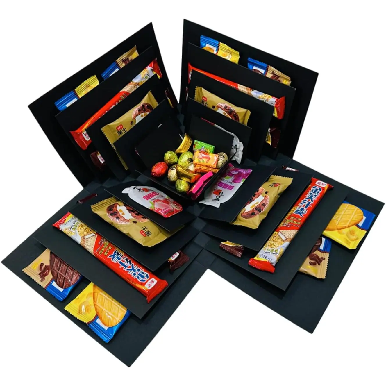 Box for Holidays, 5 Layer  Picture Box Opens Up | Multi Layer DIY Photos  for Birthdays (BLACK)
