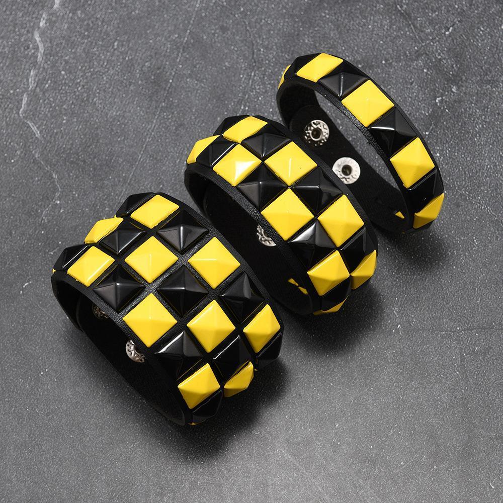 3Pcs/Set Fashion Contrasting Rivets Leather Wrist Friendship Big Wide Bracelet For Male Female Buckle Vintage Punk Jewelry