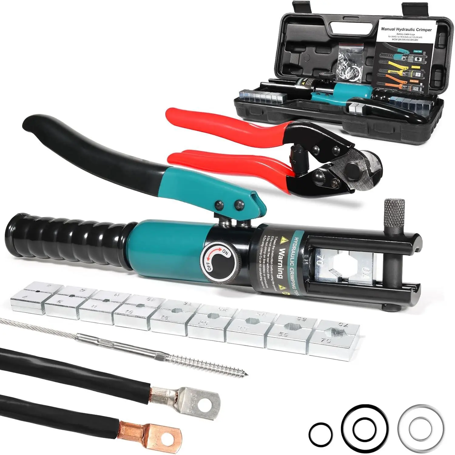 10 Tons Hydraulic Crimping Tool &   with 9 Dies, Hydraulic  for 1/16" 1/8" 3/16" Stainless Steel  Railing Hardware Kit, Wire Rope Swaging Tool