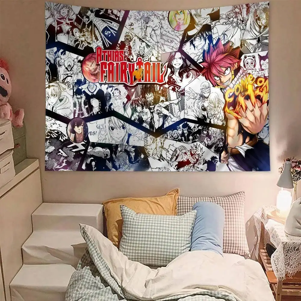 Fairy Tail Anime Tapestry Wall Hanging, Trendy Anime Aesthetic Wall Art Made Of Soft Premium Polyester, Nice Room Decoration For Bedroom Dorm Apartment Living Room, Multi-use As Photo Backdrop & Home Ornament, Perfect Holiday Birthday Gift For Anime Lover