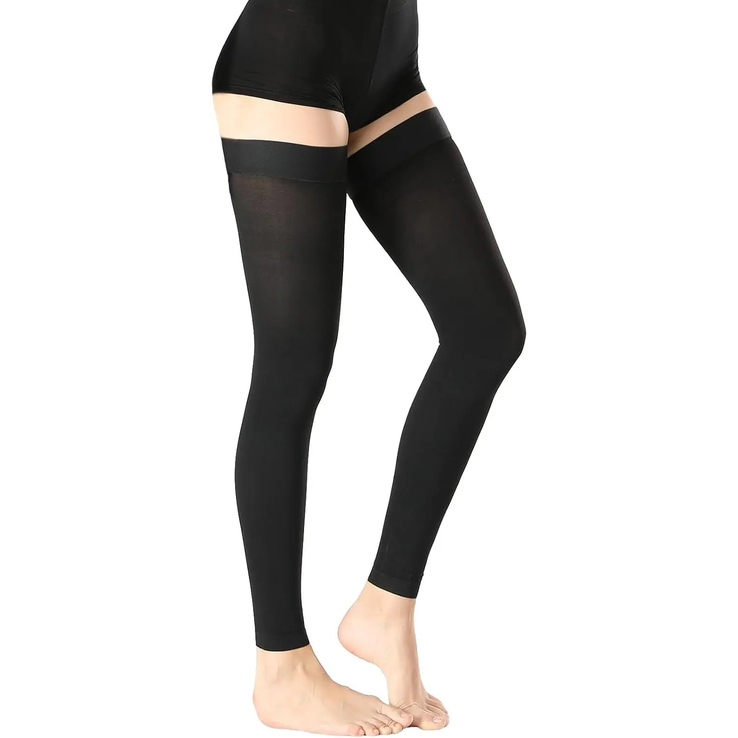 1 Pair Footless Thigh High Medical Compression Stockings For Women & Men,20-30 mmHg Thigh High Compression Socks,Firm Graduated Support Hose with Silicone Dot Band-Ideal for Varicose Veins