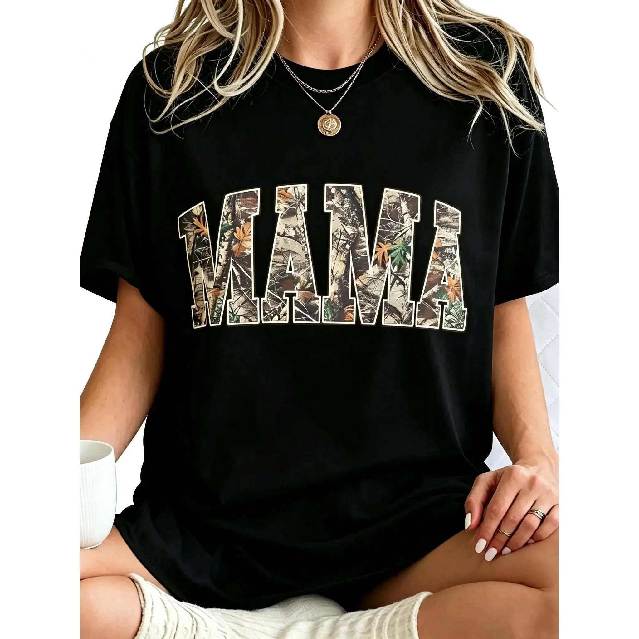 Hunting Mama T-Shirt, Camo Mama Shirt, Mother's Day Gift, Camouflage Mama T-Shirt, Varsity Mama Shirt, Retro Mam Shirt, Unisex Graphic Casual Short Sleeve Crew Neck,Shirt for Men & Women, Gift for Her and Him Unisex T-shirt
