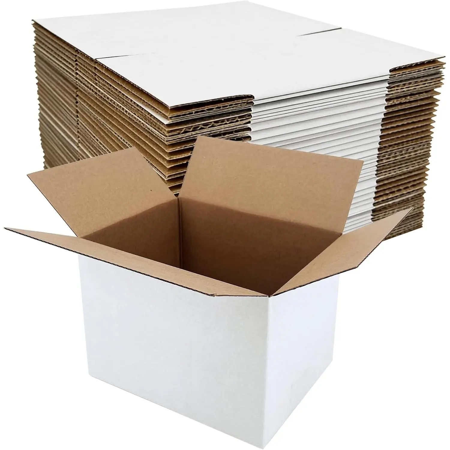 40 Pack 8x6x6 Inches Small Shipping Boxes, White Corrugated Cardboard Box for Packaging Small Business, Mailing and Moving