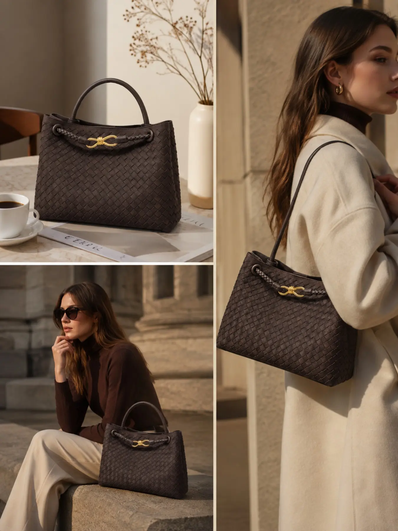 Large Woven Leather Tote Bag for Women, Handmade Shoulder Handbag, Luxury Casual Tote Bag for Travel Office Daily Commute