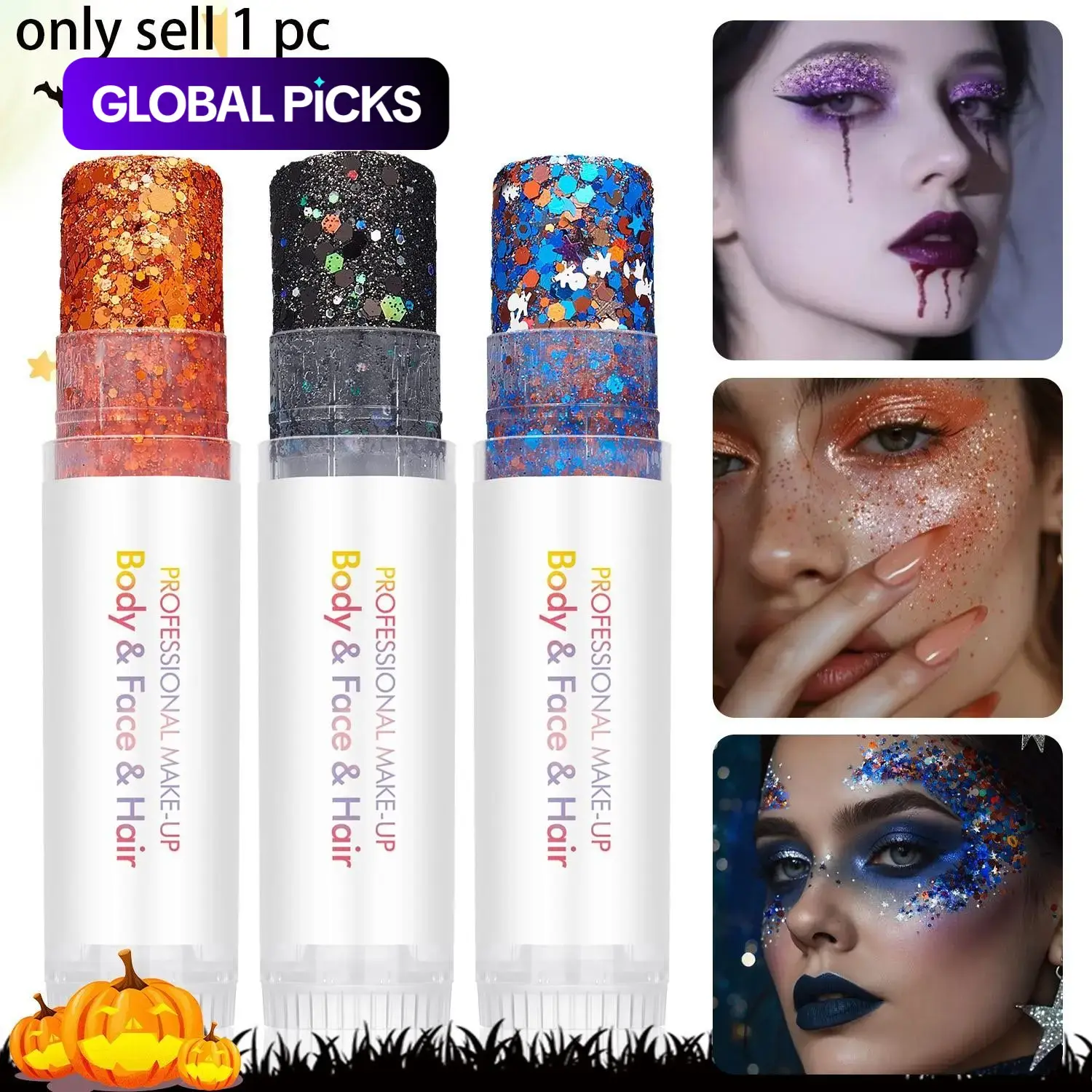 Body Face Hair Glitter Stick, Flashy Makeup for Women, Independence Day, Halloween, Christmas, Music Festival, Party Decoration #GLOBAL PICKS