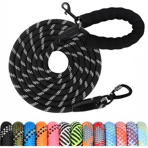 Long Leash for Dog Training 6FT/ 10FT/ 15FT/ 30FT/ 50FT/ 100FT, Reflective Nylon Rope Lead with Comfortable Padded Handle for Large Medium Small Dogs Walking, Playing, Camping