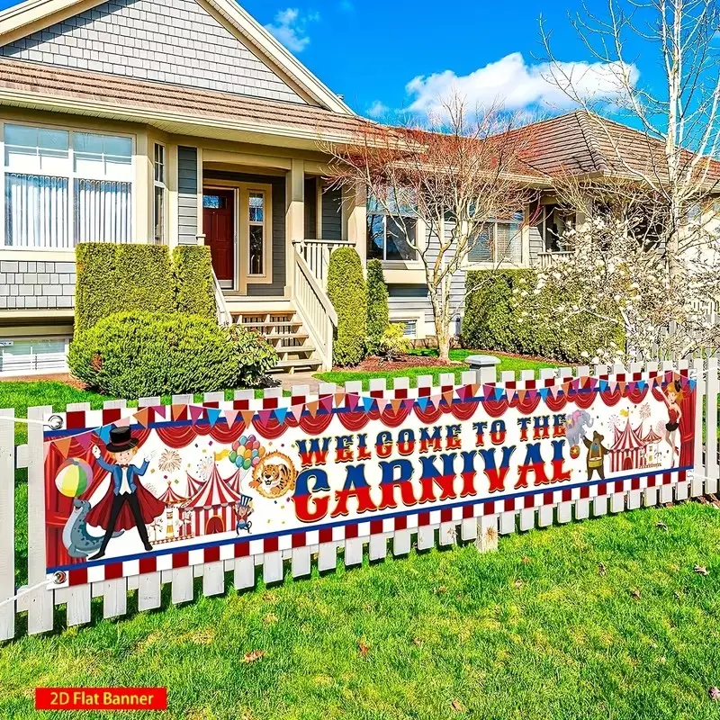 2D Flat Banner 1pc, Carnival Circus Theme Party Decoration, Welcome to Carnival Banner, No Power Required, Birthday Party Supplies